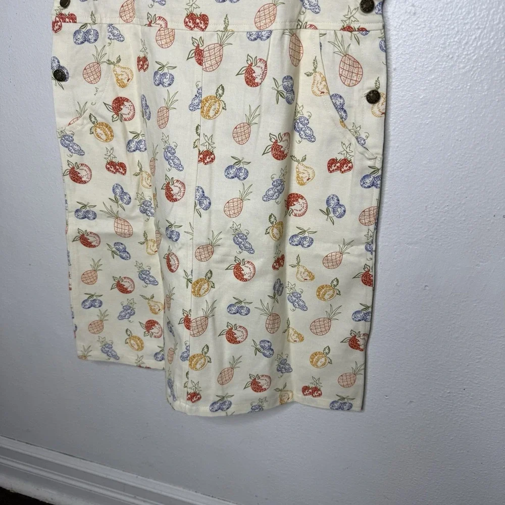 New SM Wardrobe Fruit Print Overall Dress Jumper Twee Pockets Women's Small